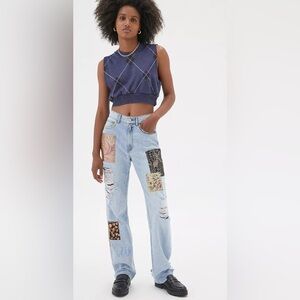 BDG Urban Outfitters Light Blue Patchwork Boyfriend Jeans